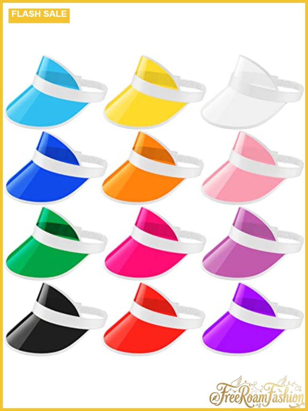 12 Pack Plastic Sun Visors UV Protection Adjustable Wide Brim Outdoor Sports